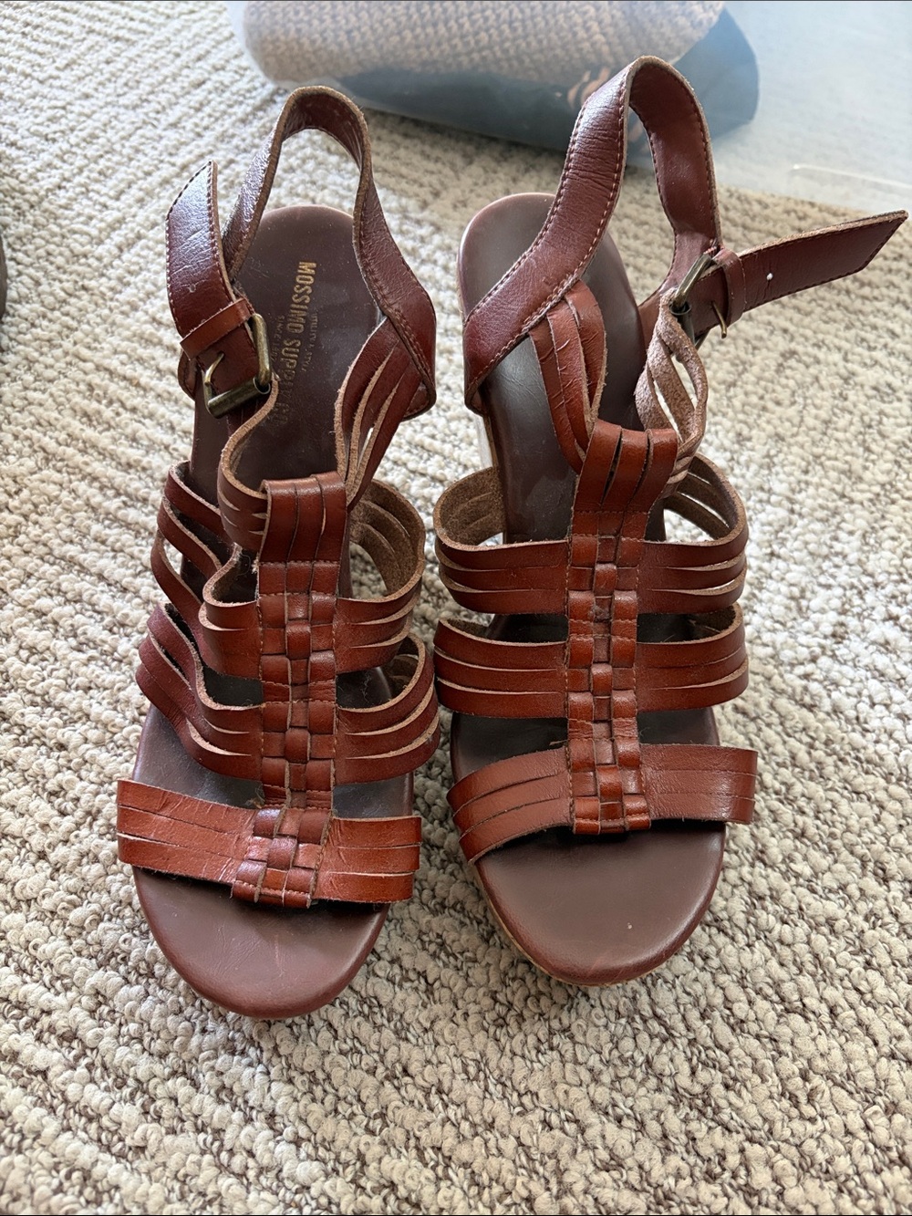 Mossimo Supply Co. Brown Strappy Woven Leather Slingback Heels